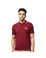 Greys&Blues Pima Collar T-Shirt-Wine with White